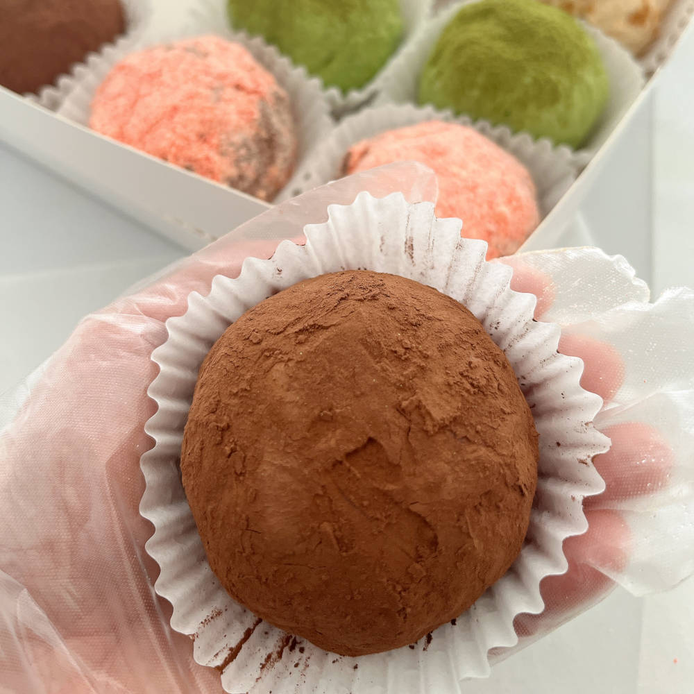 Chewy Dubai-style chocolate cookie dusted in Dutch cocoa – made to order Edmonton
