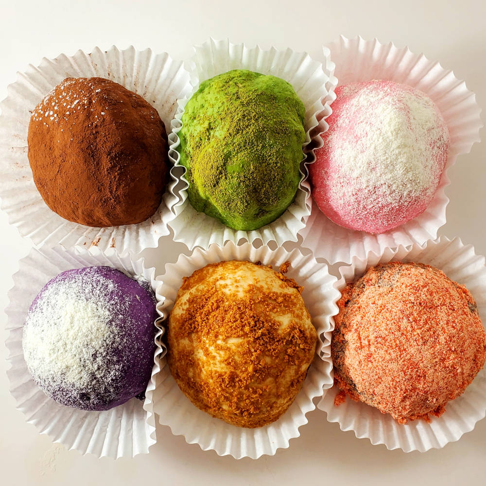 Kataifi pistachio cream filled cookies with chocolate matcha ube coatings – Edmonton
