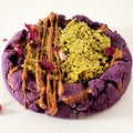 Ube Pistachio Crunch cookie with crispy pistachio knafeh and chocolate drizzle – Cookies By Liam Edmonton