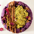 Close-up of Ube Pistachio Crunch fresh-baked cookie – Edmonton homemade cookies